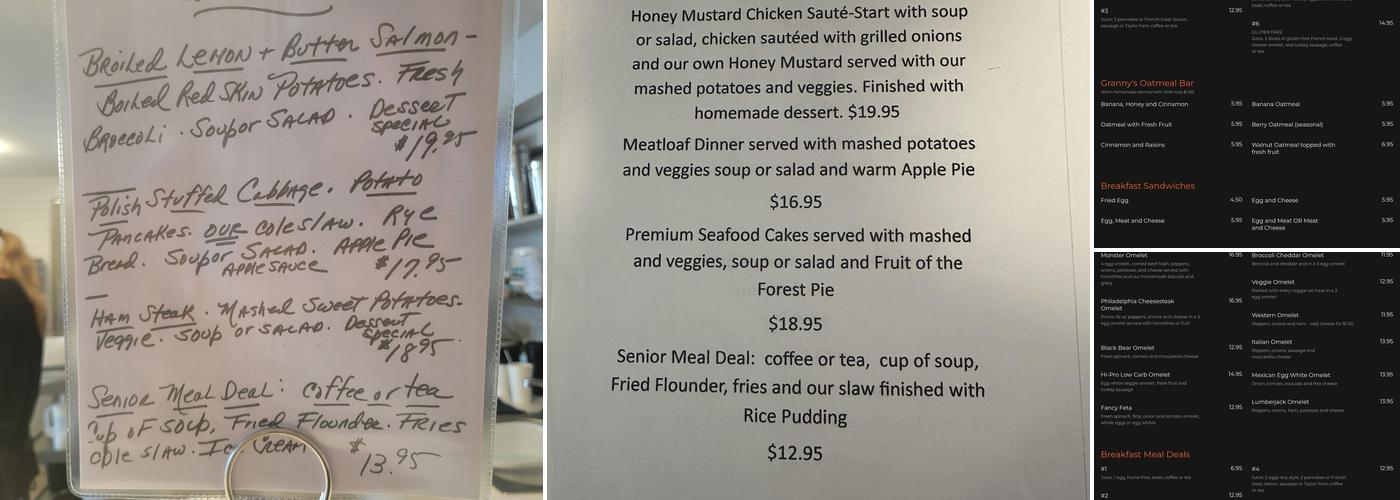 Granny's Pancake House & Grill Menu