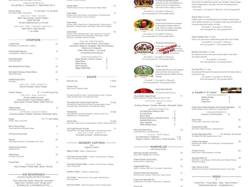Krogh's Restaurant & Brew Pub Menu