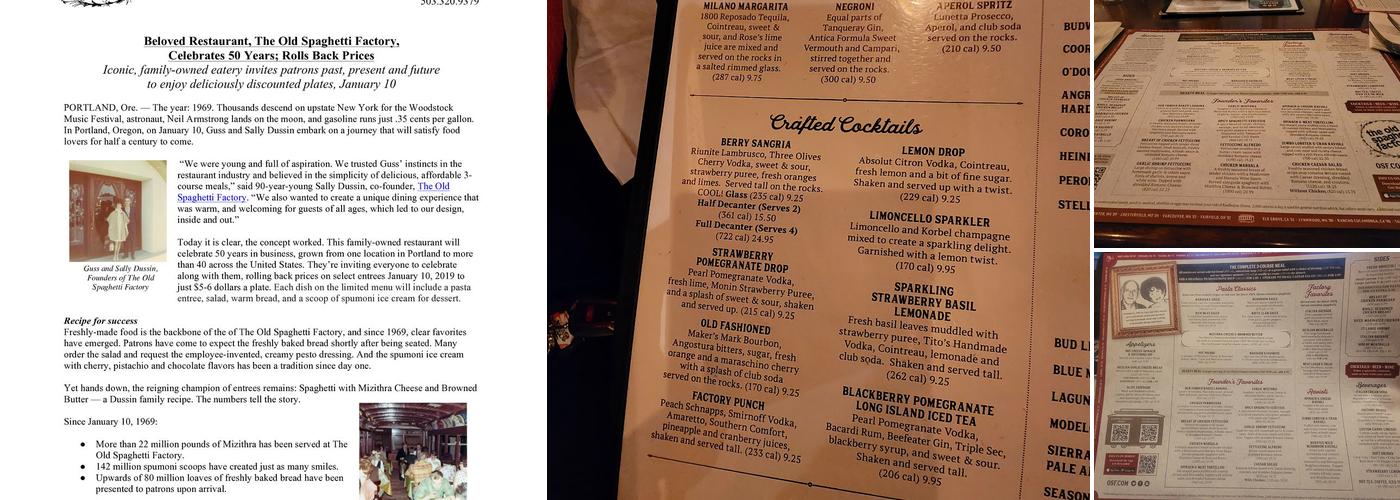 The Old Spaghetti Factory Menu