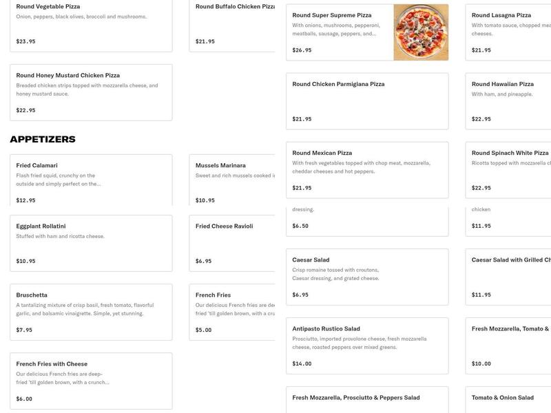 New Pizza On The Block Menu