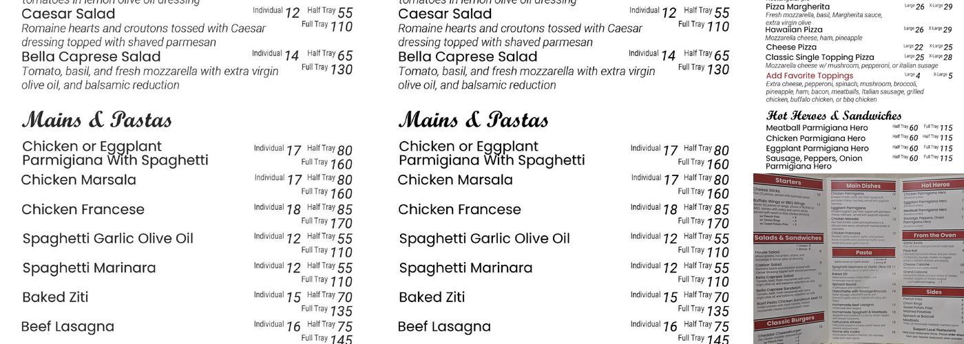 Trufa Pizzeria Menu