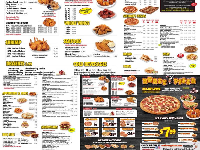 Krazy Pizza Menu