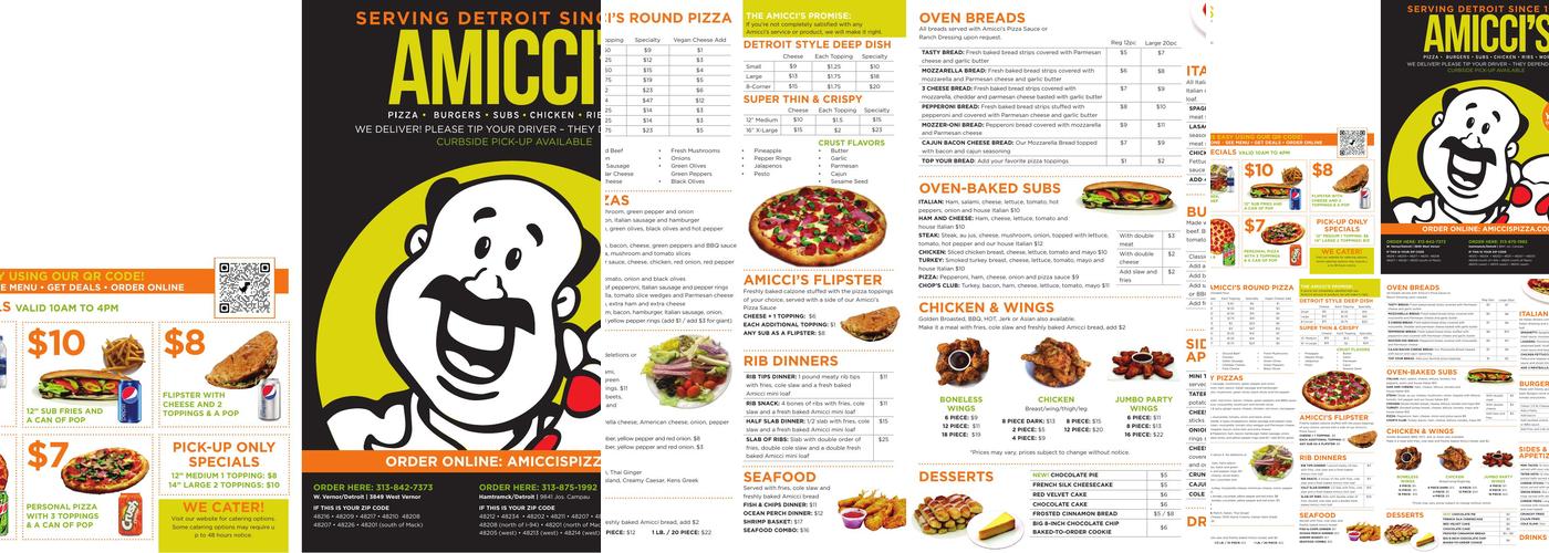 Amicci's Pizza Menu