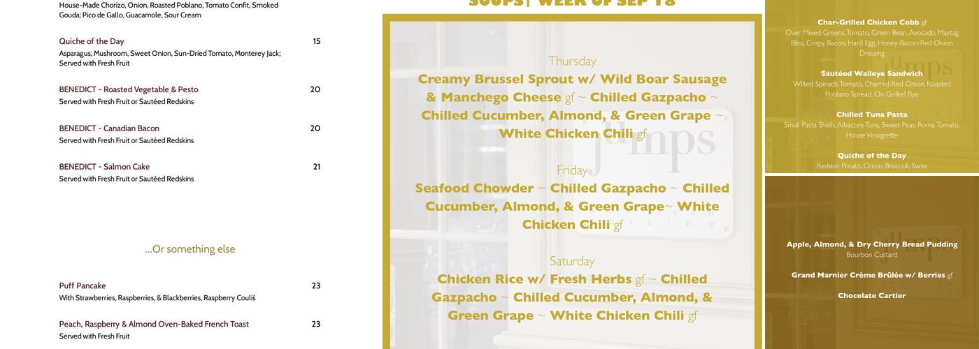 Jumps Restaurant Menu