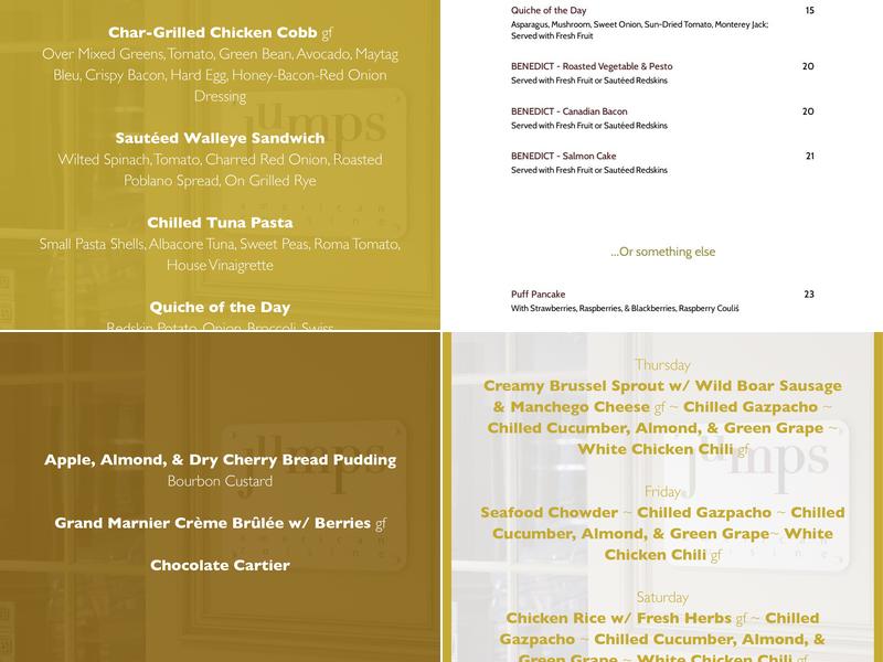 Jumps Restaurant Menu