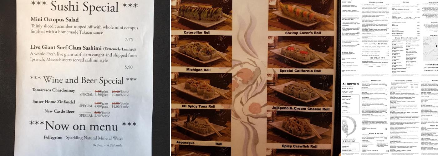 T.N. Thai Bistro Menu