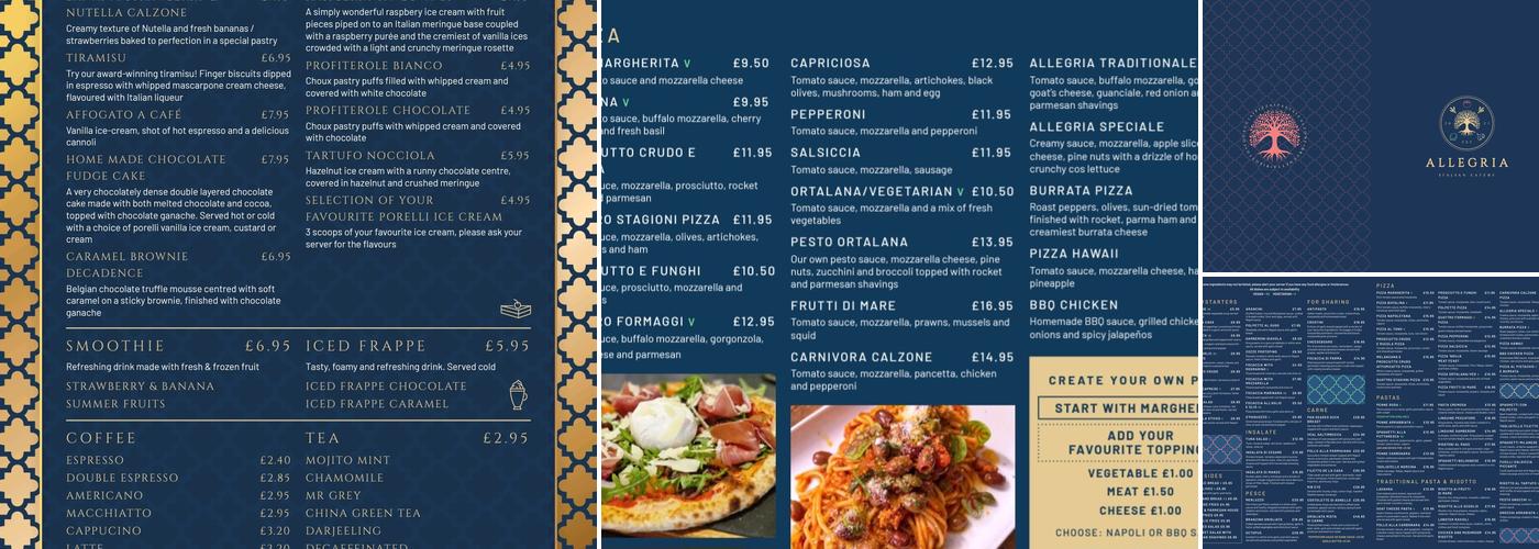 Allegria Eatery Menu