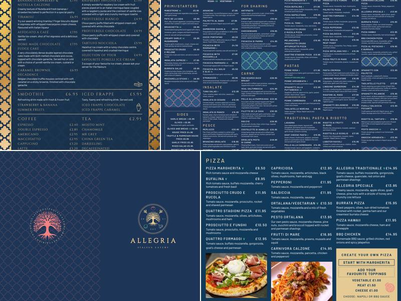Allegria Eatery Menu