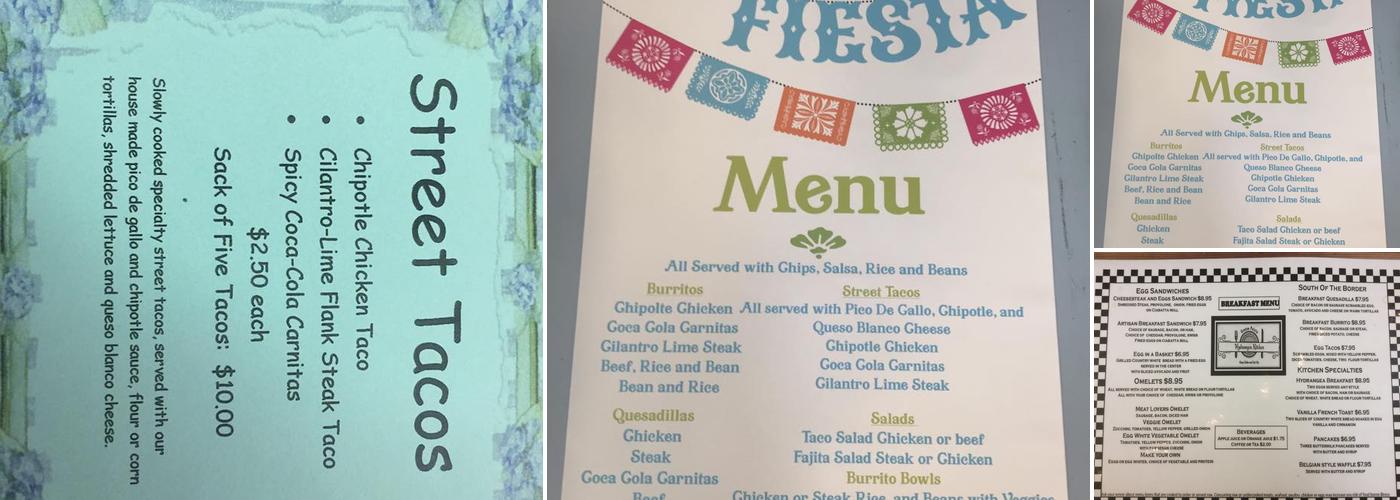 Hydrangea Kitchen Menu