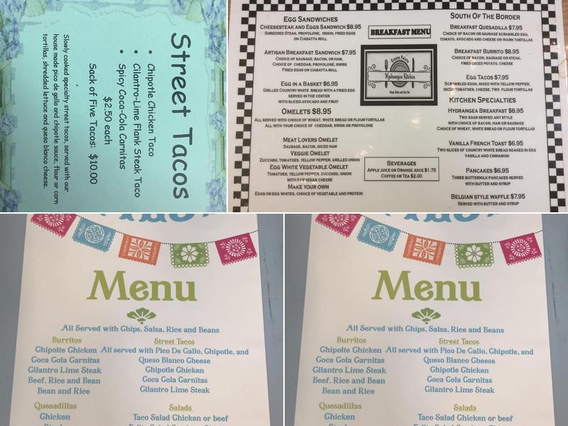 Hydrangea Kitchen Menu