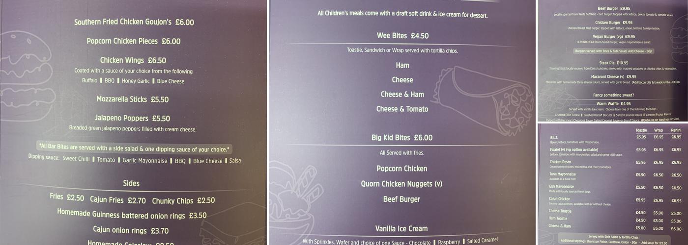 the Royal Bar Menu