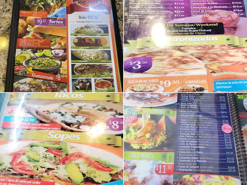 Taqueria Mexicana Menu