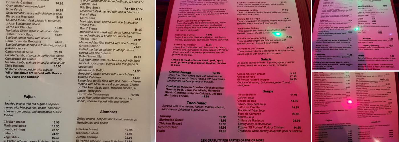 El Porton Menu