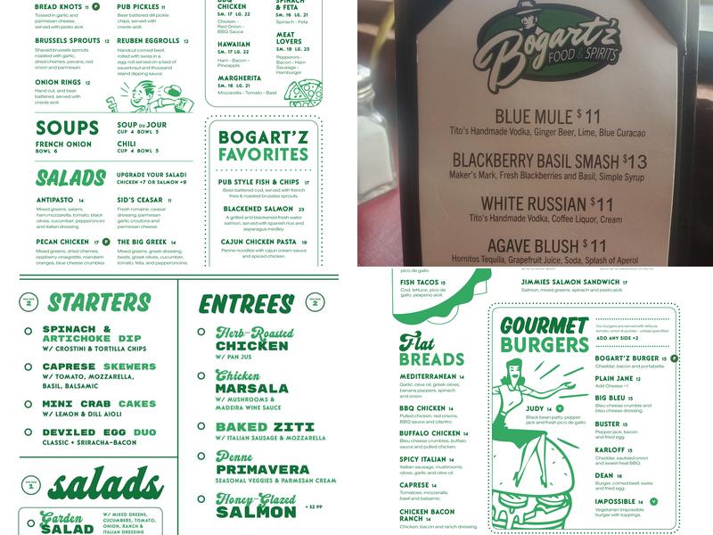 Bogart’z Food & Spirits Menu