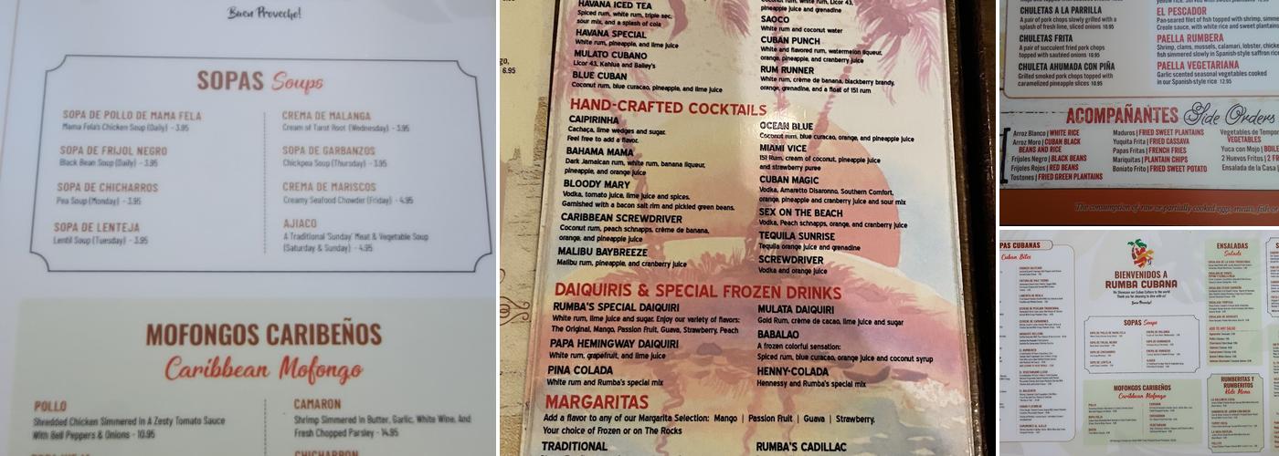 Rumba Cubana - Guttenberg Menu