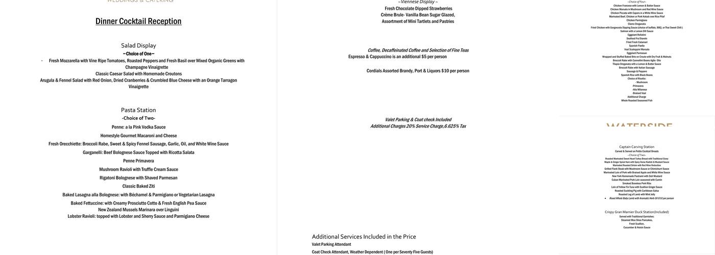 Waterside Events Menu