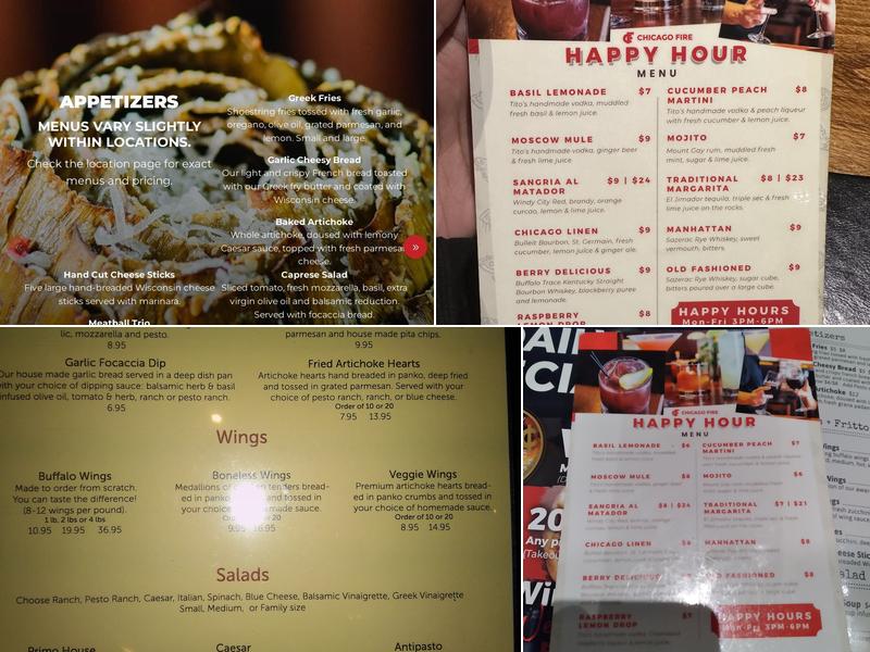 Chicago Fire Menu