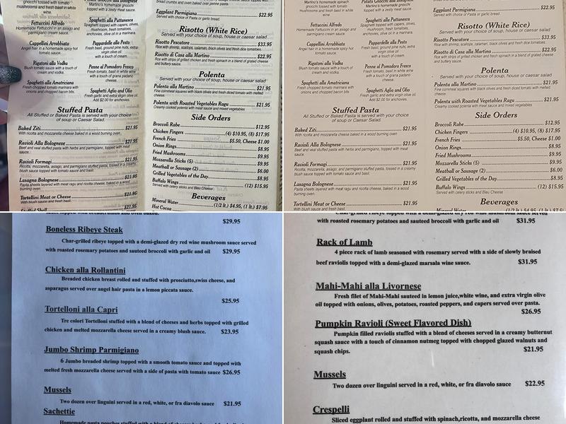 Martinos Trattoria & Pizzeria, Vineland Menu, Reviews (248), Photos
