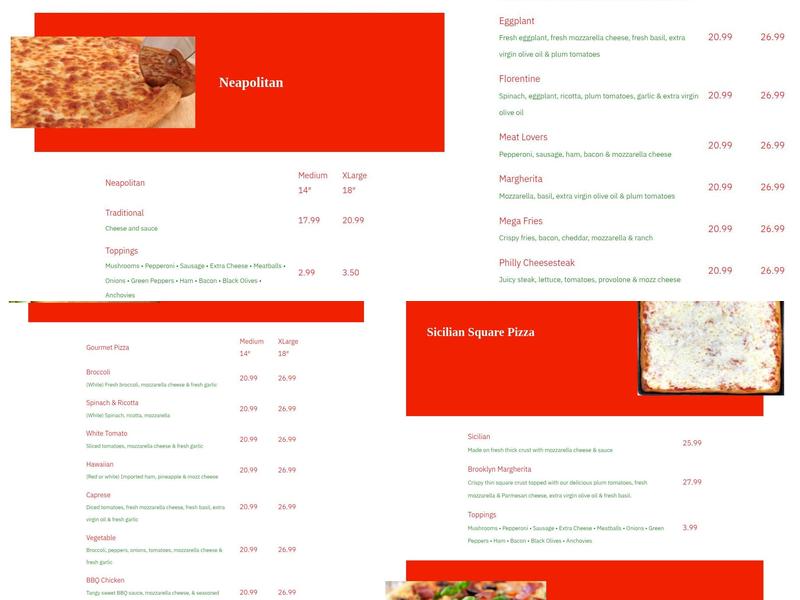Luca's Pizza Menu