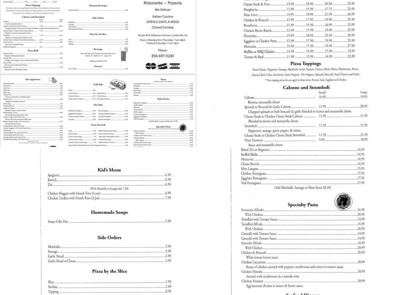 Pavillion Pizzeria Menu