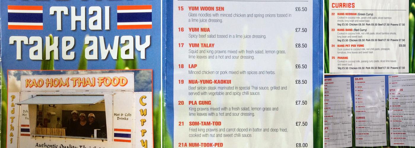 Kao Hom Thai Food Menu