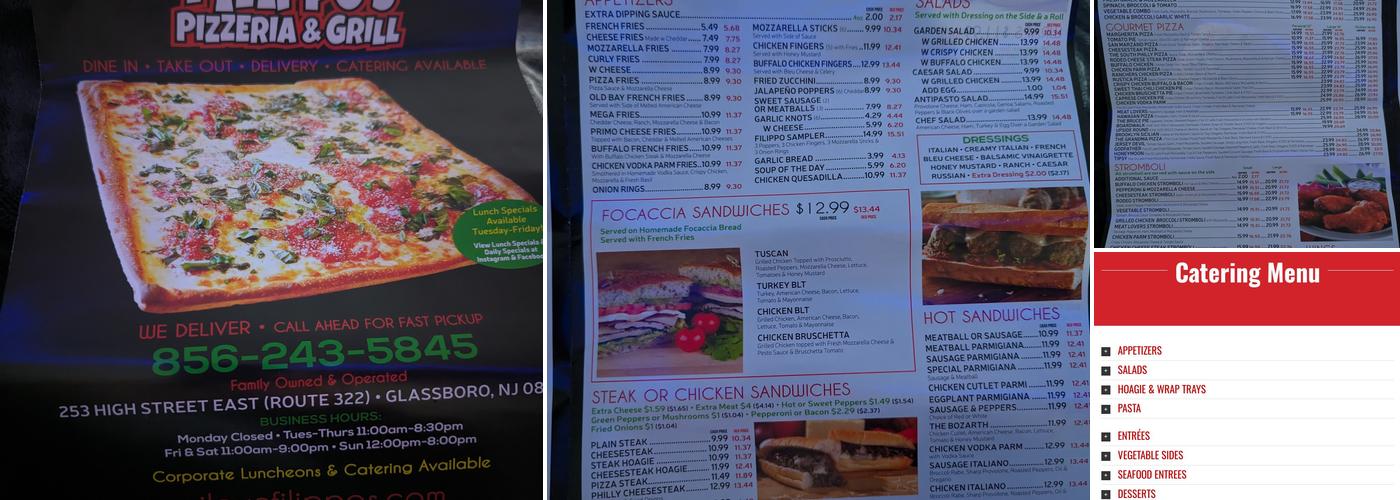 Filippo's Pizzeria & Grill Menu
