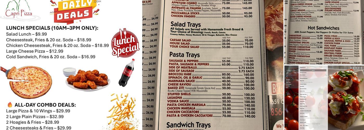 Capri Pizza Menu