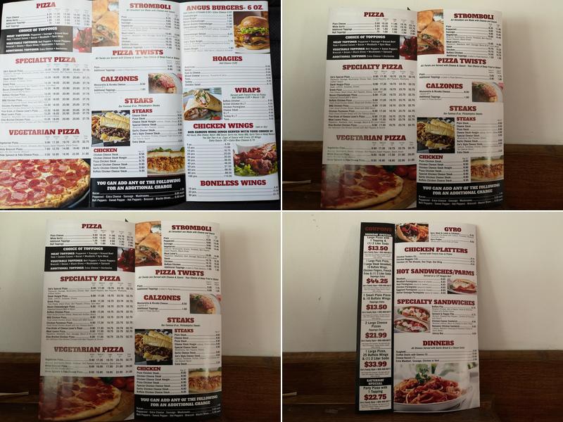 Jim's Family Style Pizza Menu