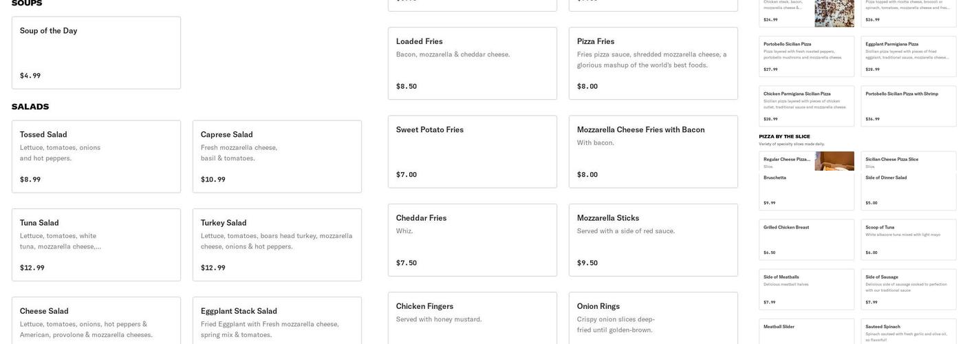 Sal Vito Pizza at Ritz Menu