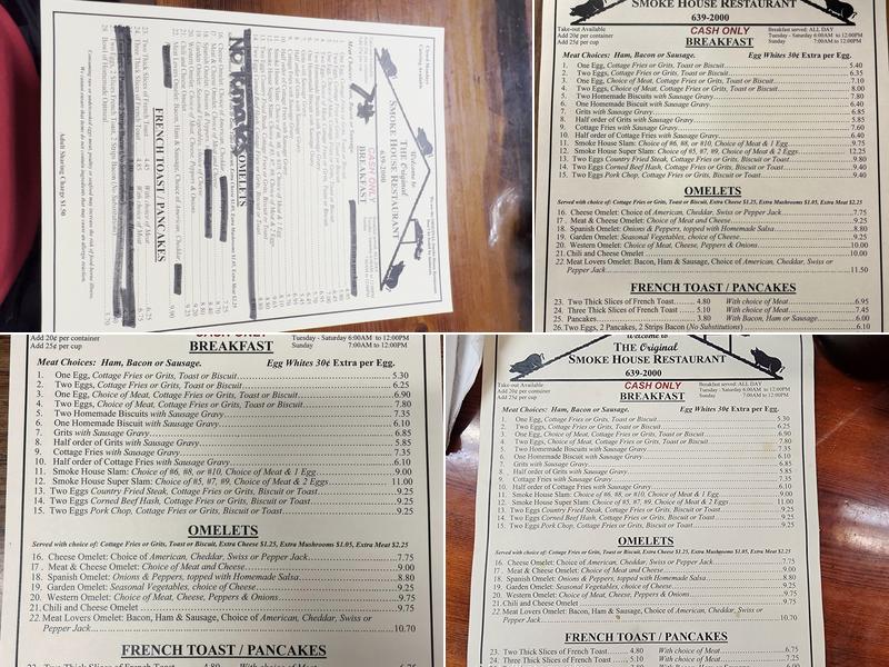 Smoke House Restaurant Menu