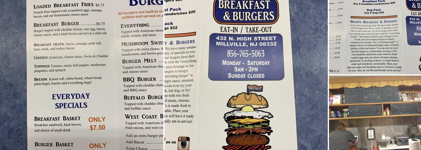 Brunis Breakfast & Burgers Menu