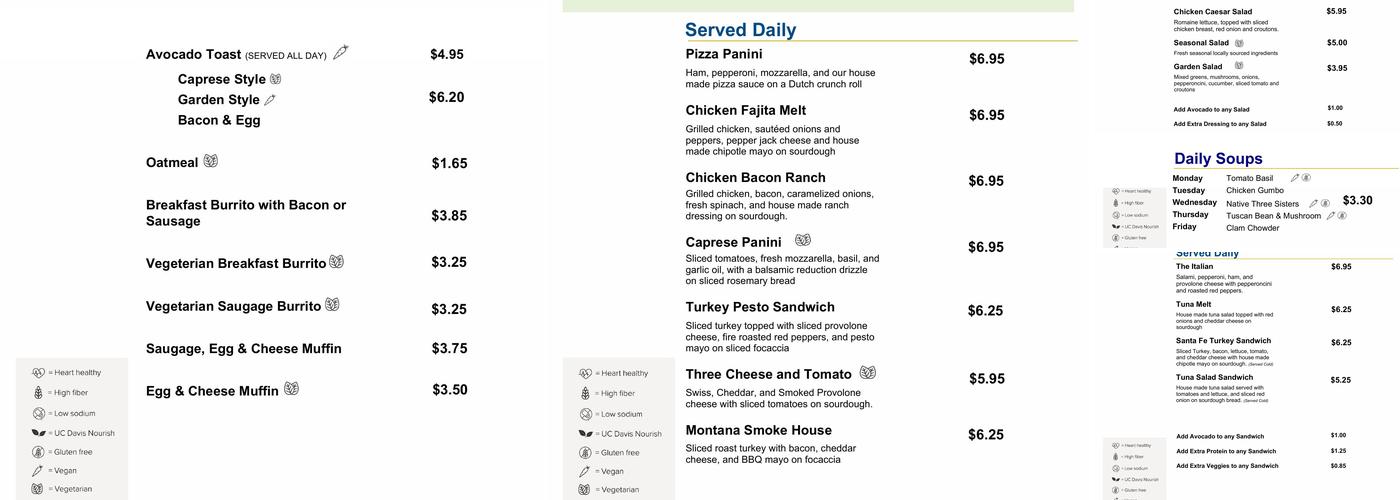 Scrubs East Café Menu