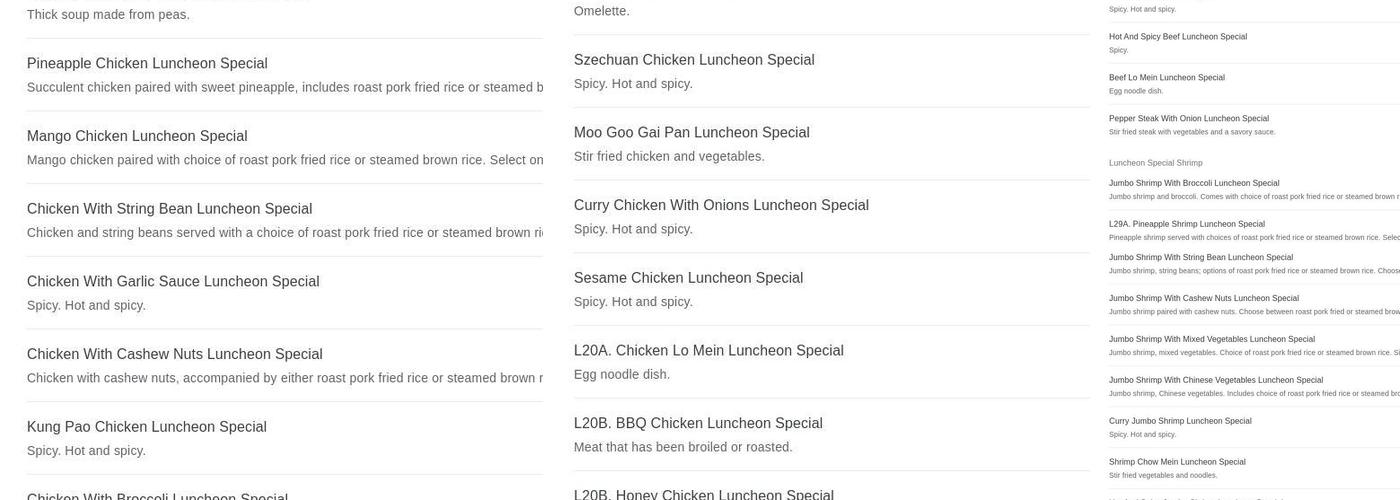 Hong Kong Gourmet Menu