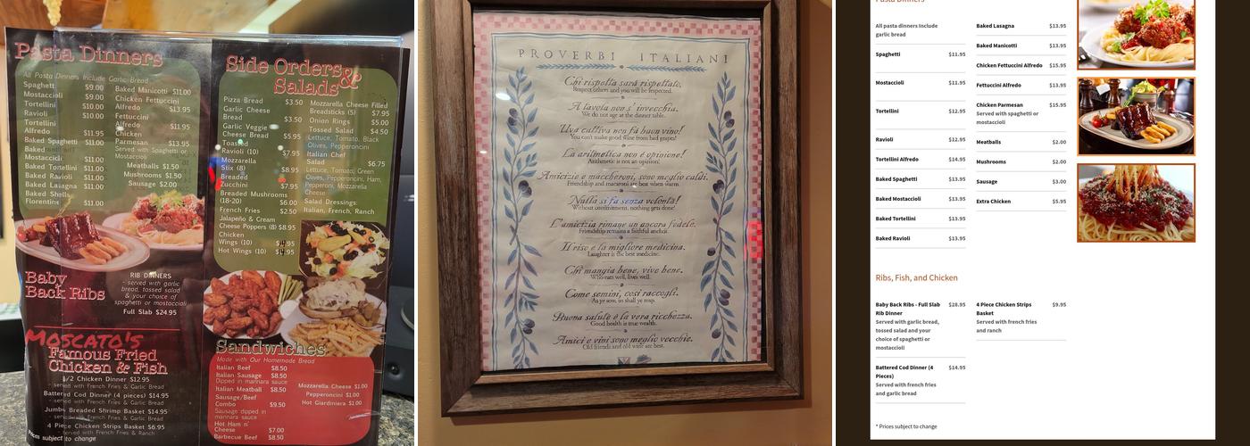 Moscato's Pizza Menu