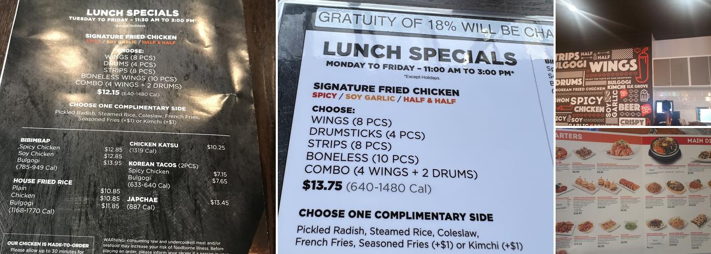 Bonchon Elk Grove Menu