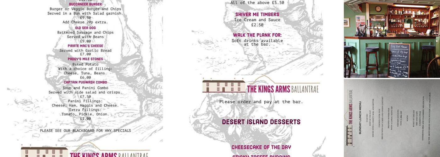 Kings Arms Community Pub and Hub Menu