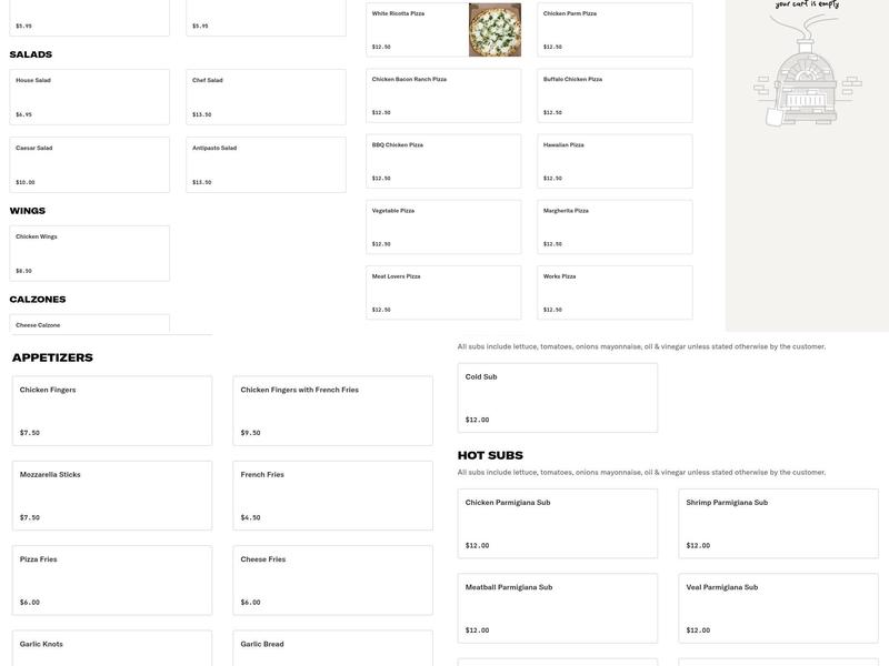 Dominick's Pizza Shoppes Menu