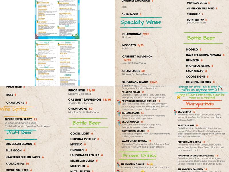 Krazyfish Grille Menu