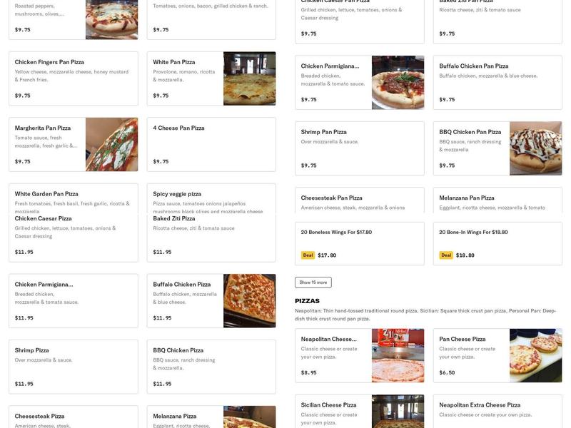 Mario's Famous Pizza Menu