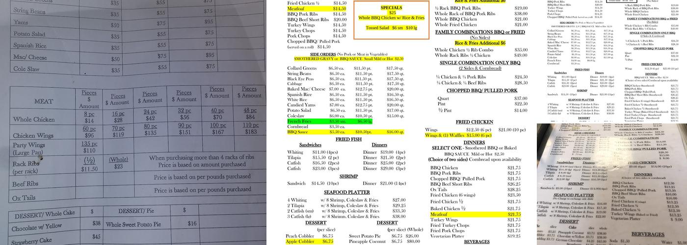 MaMa's Southern Style BBQ 2 Menu