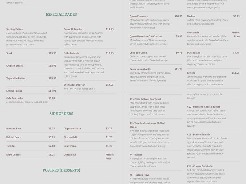 Jose's Mexican Cantina Menu