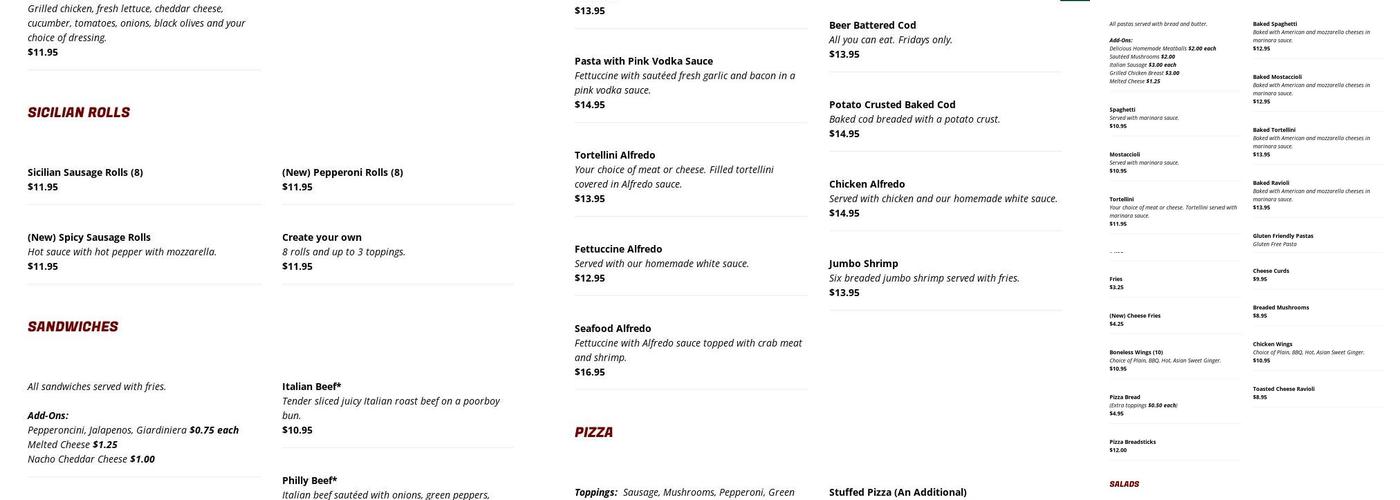 Cimino's Ristorante & Pizza Menu