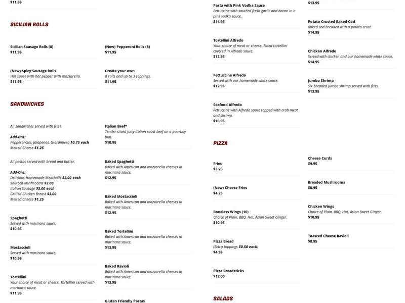 Cimino's Ristorante & Pizza Menu