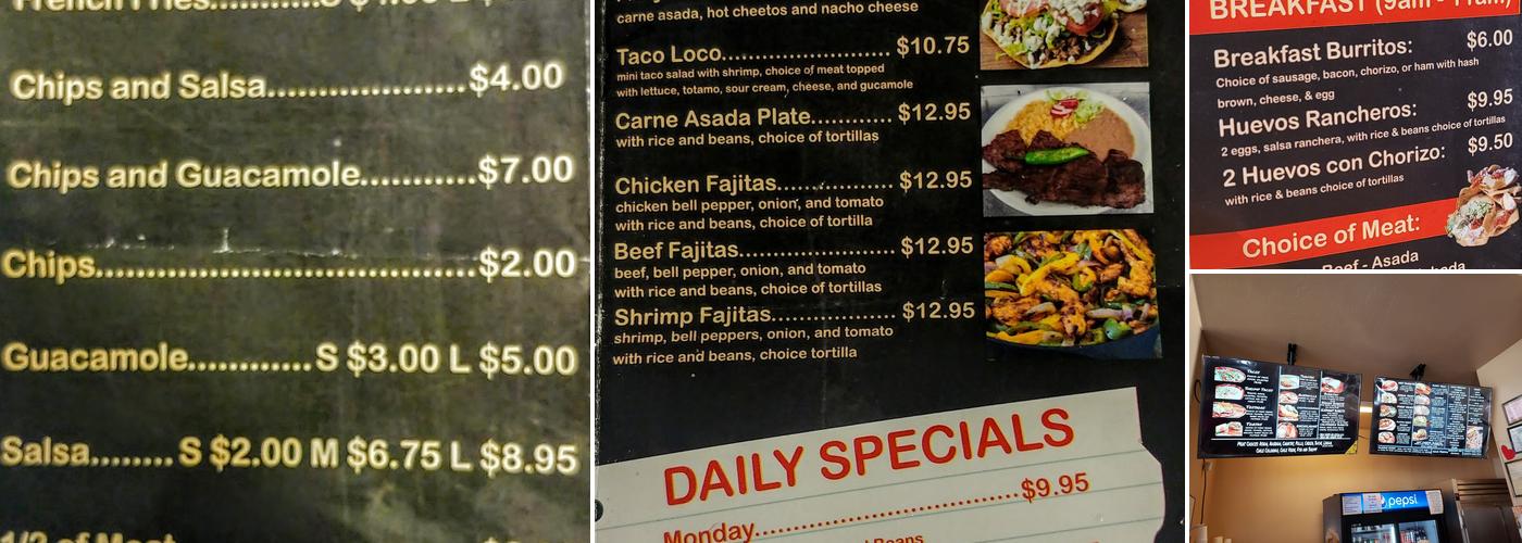 Taco Samich Menu