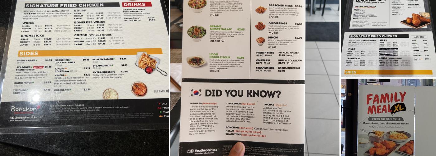 Bonchon Union Menu