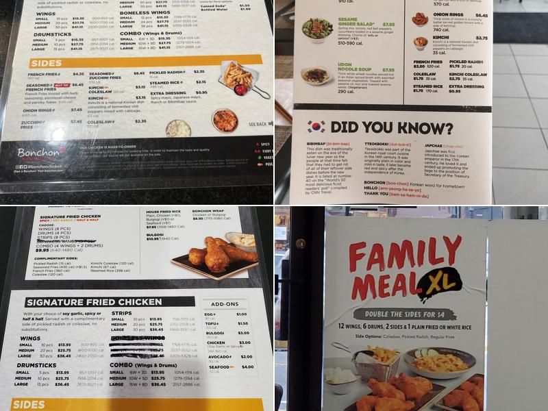 Bonchon Union Menu