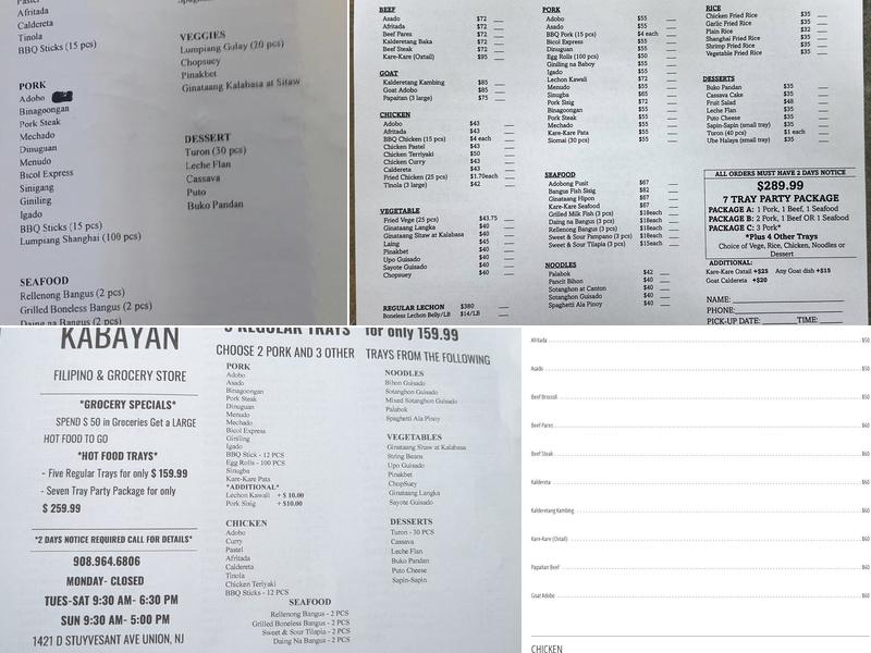 Kabayan Menu