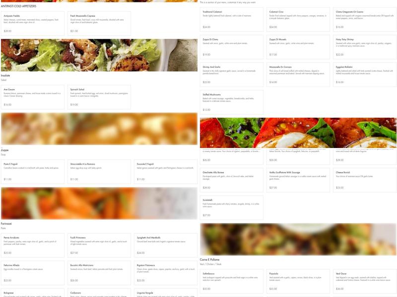 La Campagnola Fine Italian Restaurant Menu