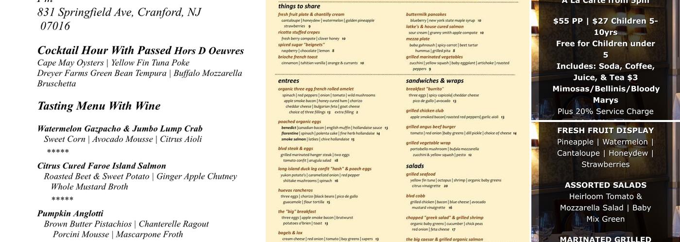 Boulevard Five72 Menu