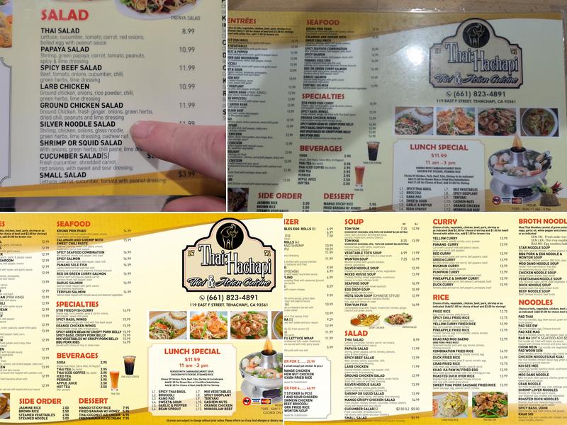 Thai Hachapi Menu